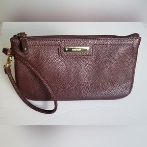 NINE WEST Wristlet Brown Gold Metal Accents